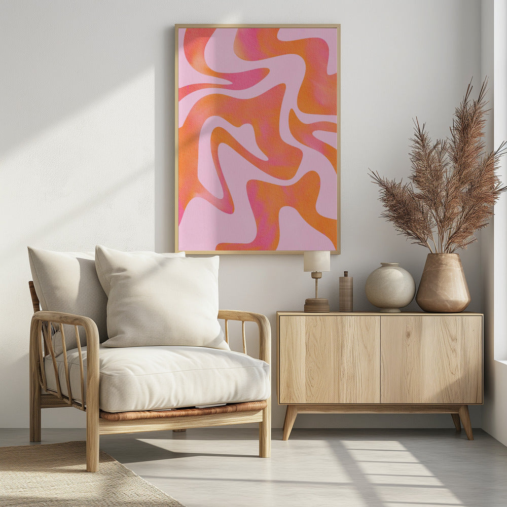 Abstract Wave in Pink | Poster