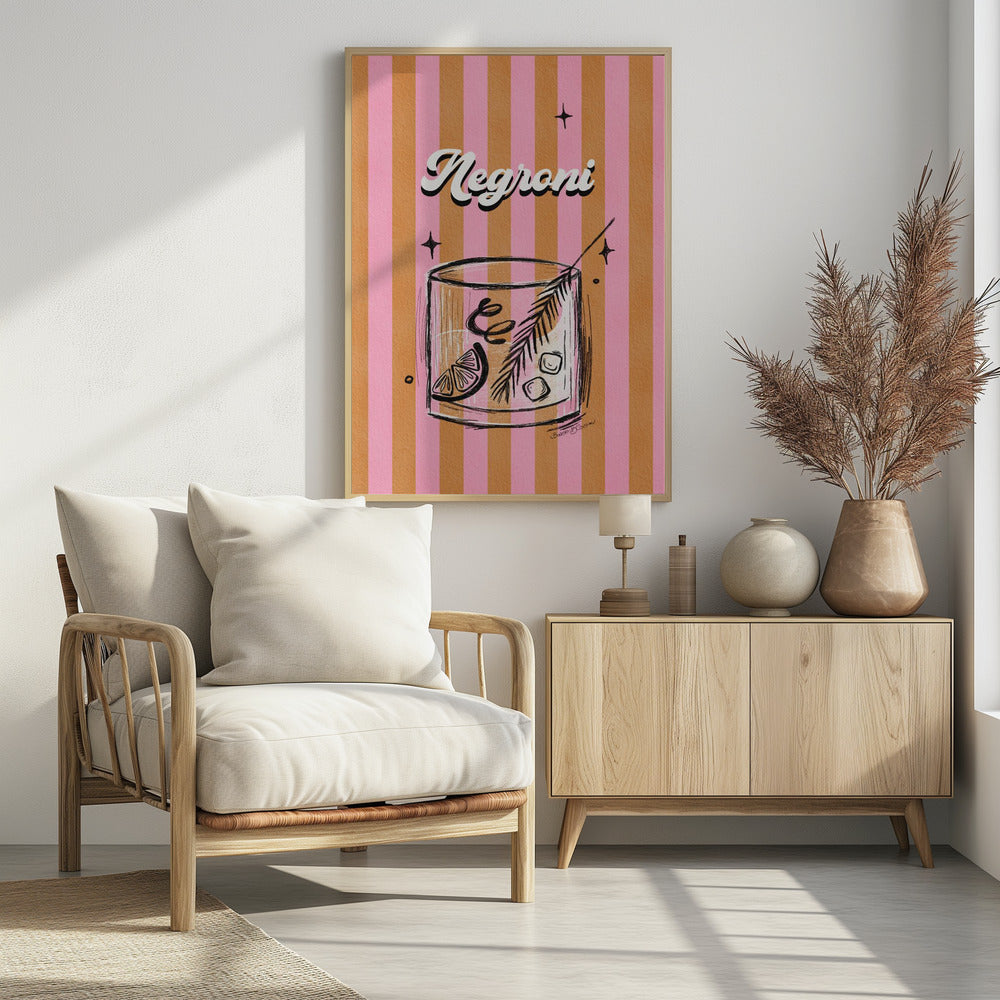 Negroni Drink on Stripes | Poster