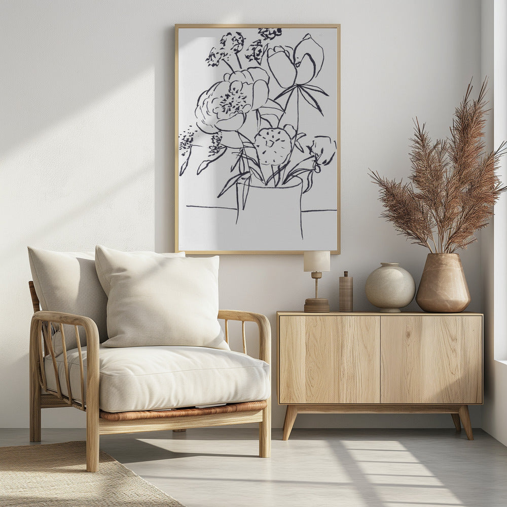 Black and White Floral Large | Poster