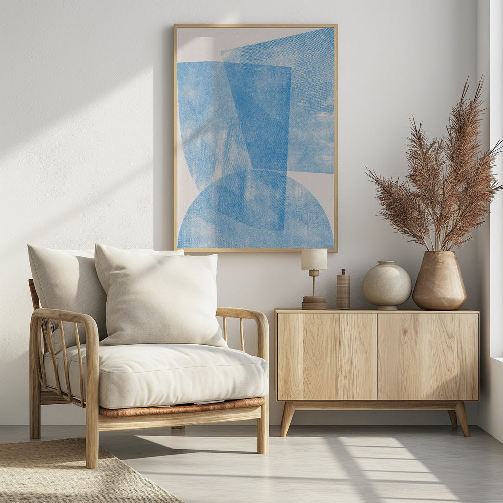 Blue Geometric Waves | Poster