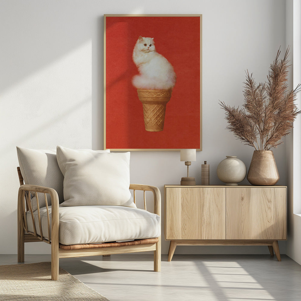Cat Ice Cream Red | Poster