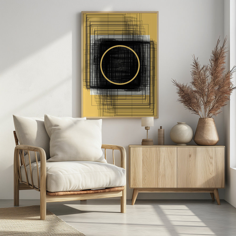 Yellow Circle and Black Lines | Poster
