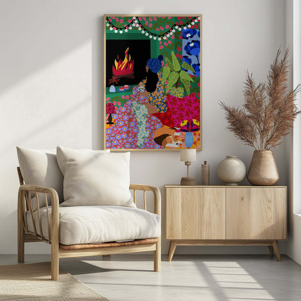 Relaxing In Front of My Fireplace | Poster