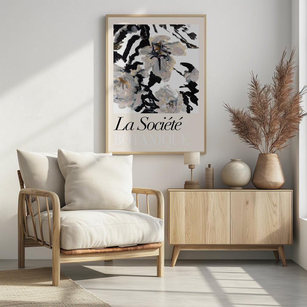 La Société Botanique Balck and White and Cream Flowers 2 | Poster