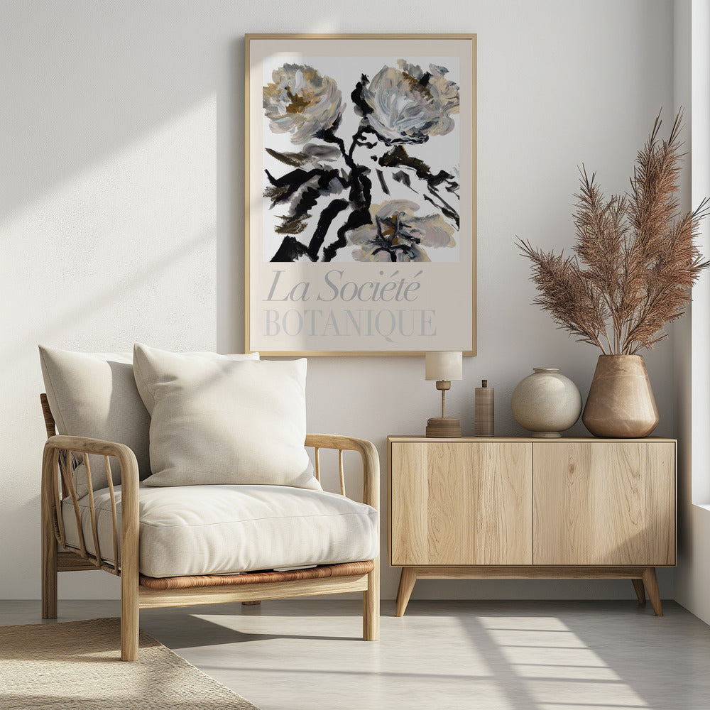 La Société Botanique Black, White and Cream Flowers | Poster