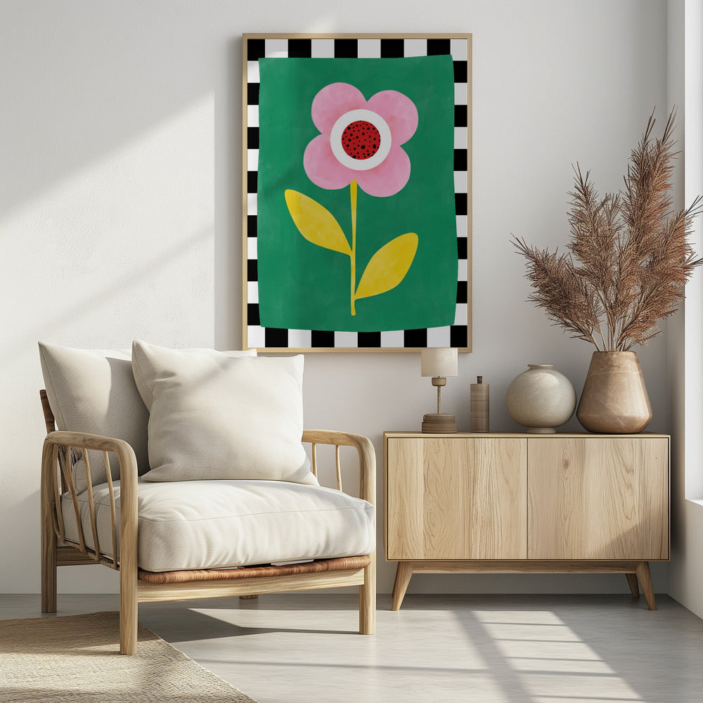 Pink Flower with Yellow Leaves | Poster