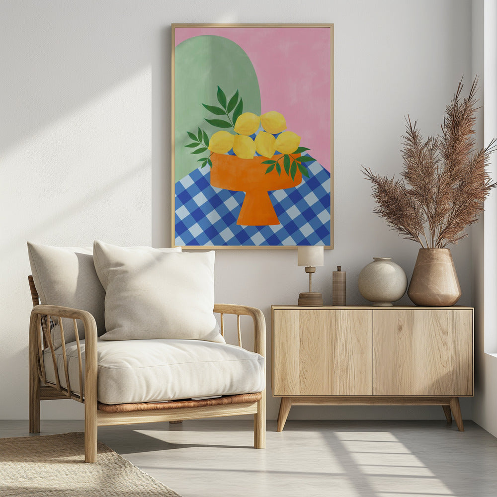 Yellow Lemons with Green Leaves | Poster