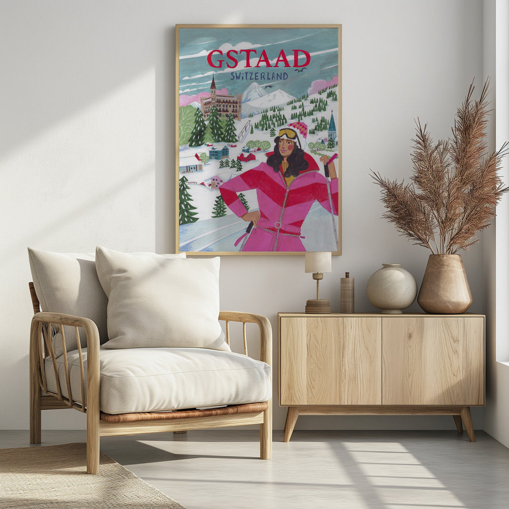 Travel Poster Woman in Gstaad, Switzerland | Poster