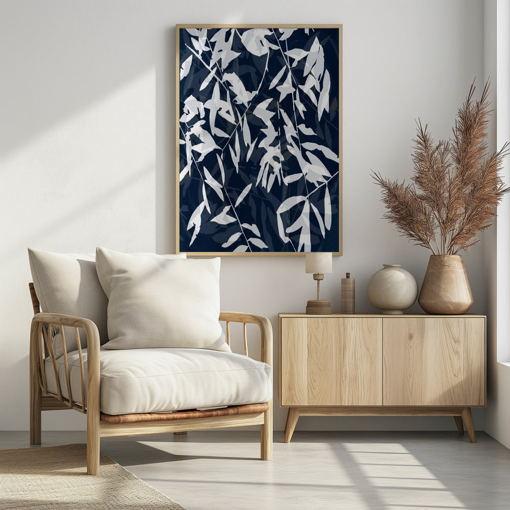 Navy White Bamboo 2 | Poster