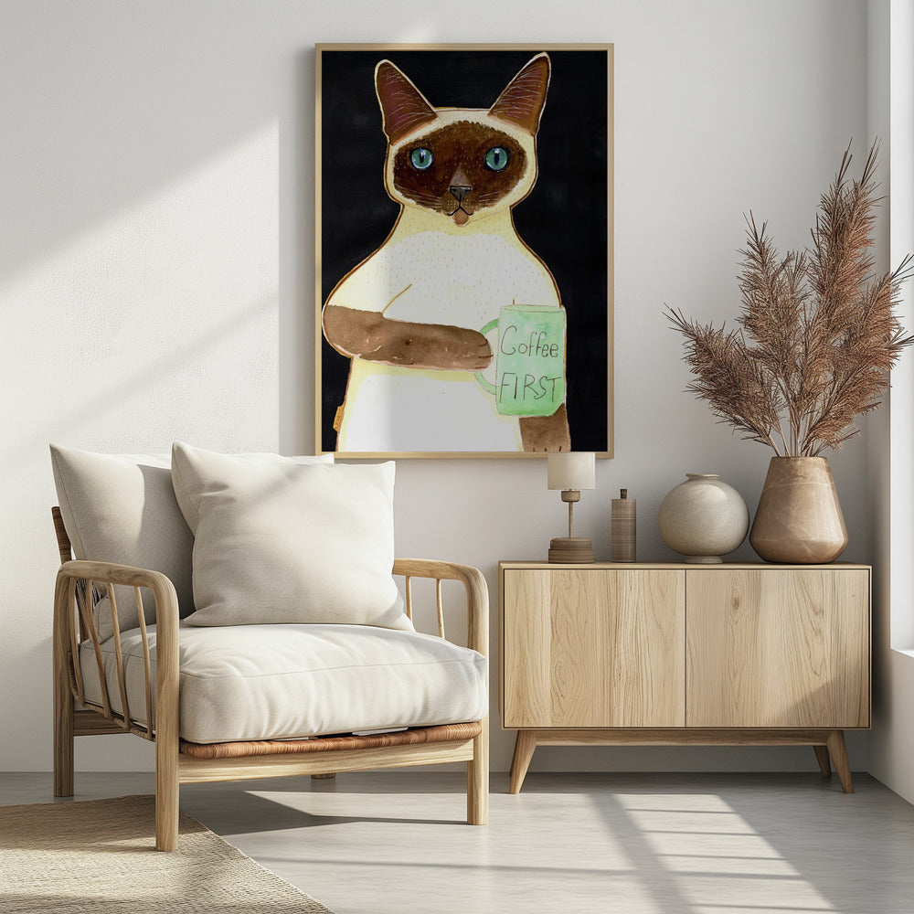 coffee cat 2 Siamese | Poster
