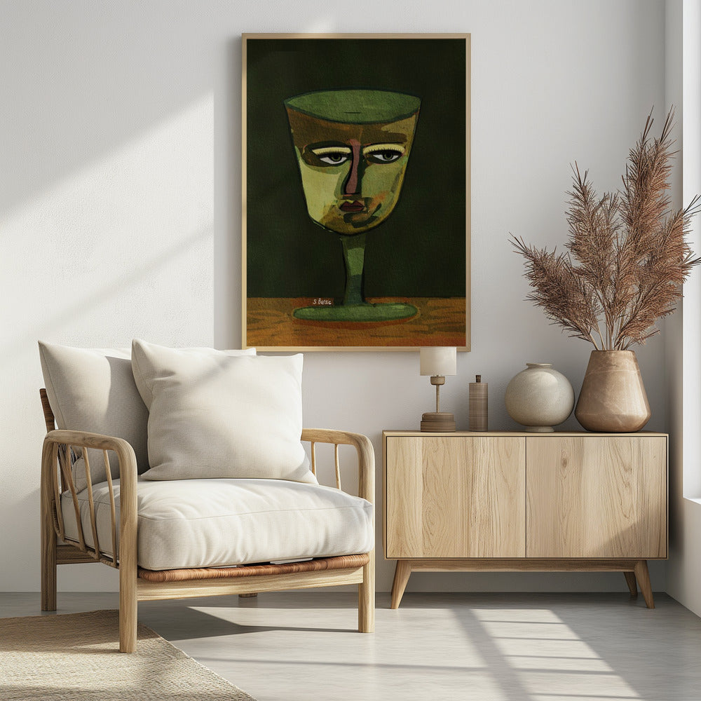 Wine Glass Lady green | Poster