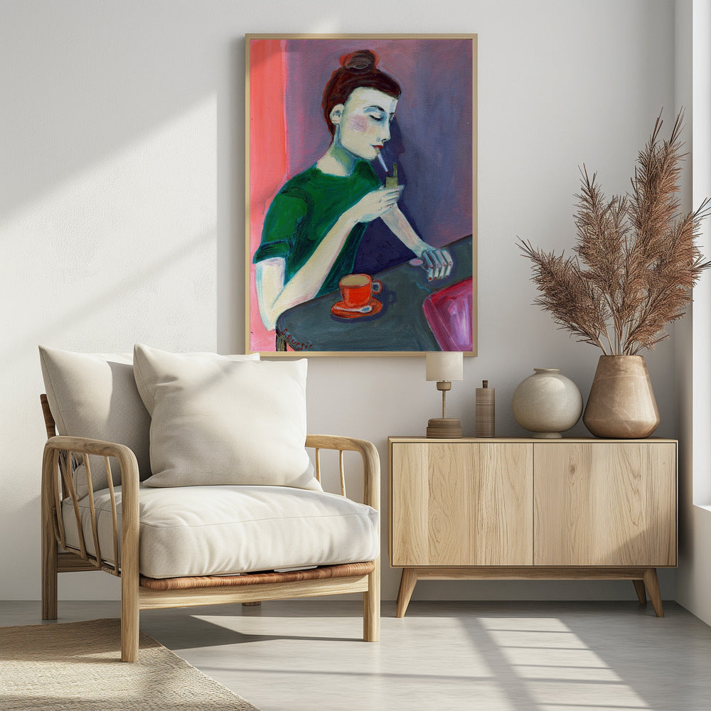 Lady lighting cigarette | Poster