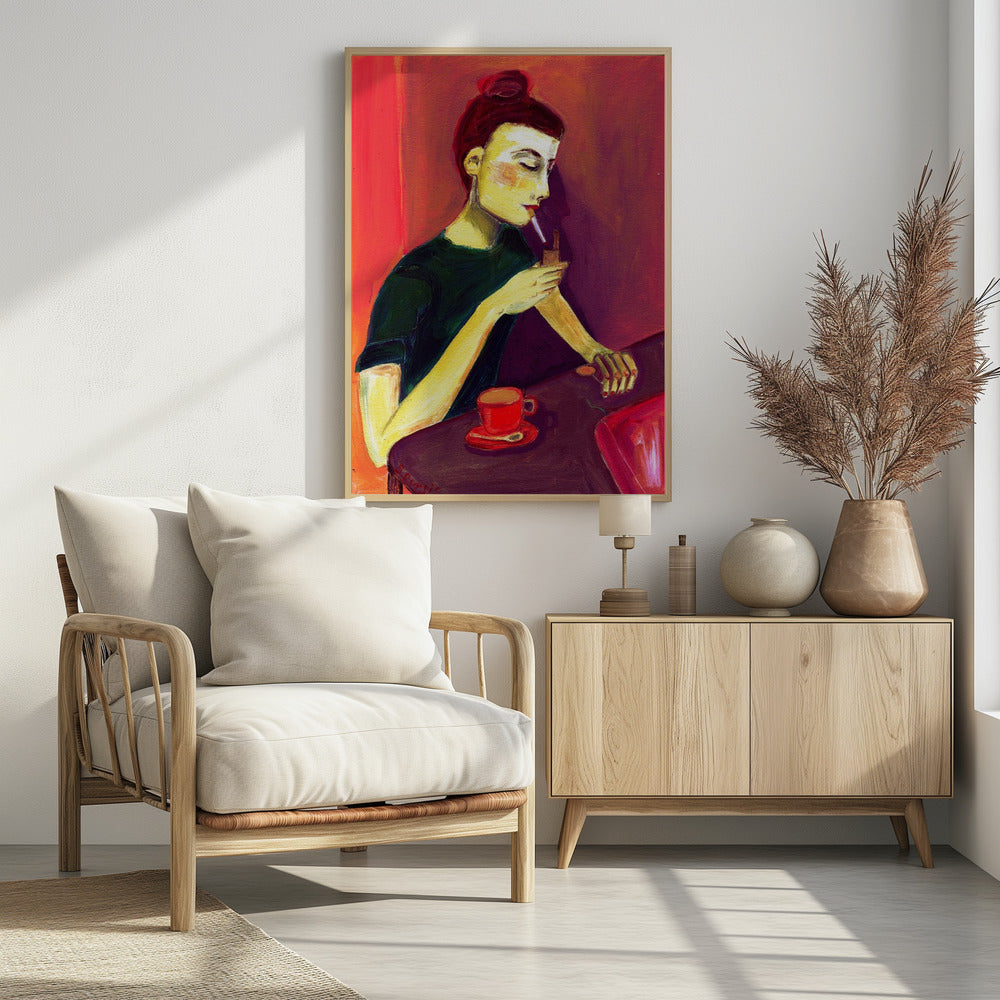 Lady lighting cigarette | Poster