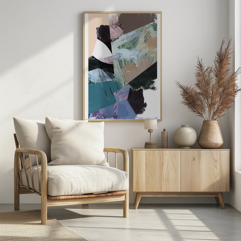 Blue Black Neutral White Abstract 2 | Poster