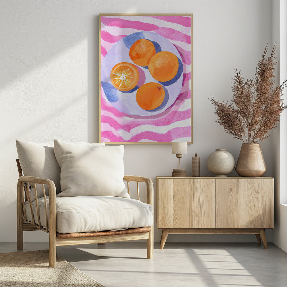 Orangen auf Teller | Poster