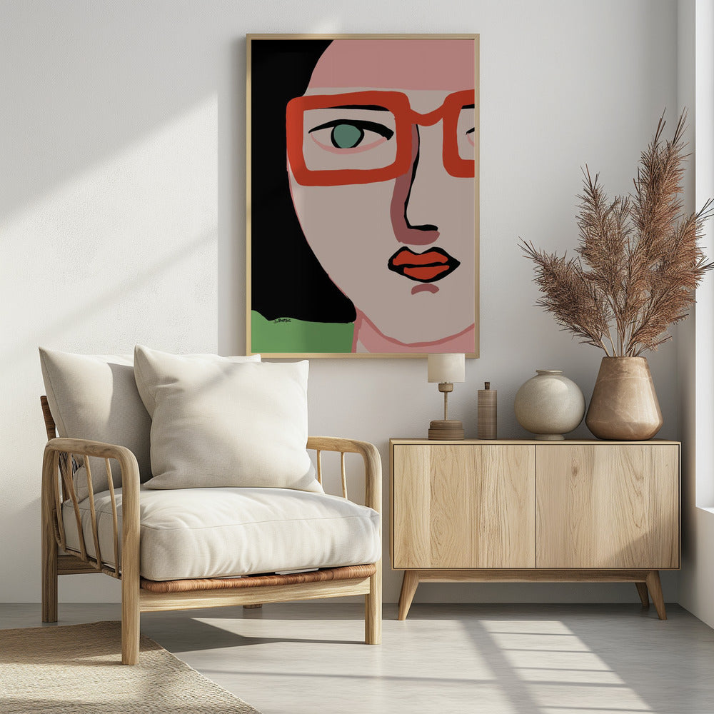 Lady with red glasses | Poster