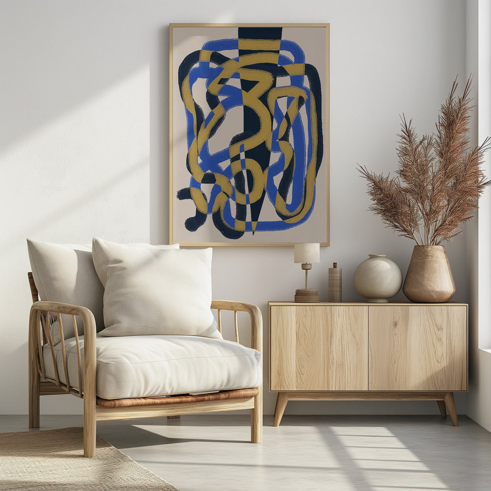 Abstract line deco blue and yellow | Poster