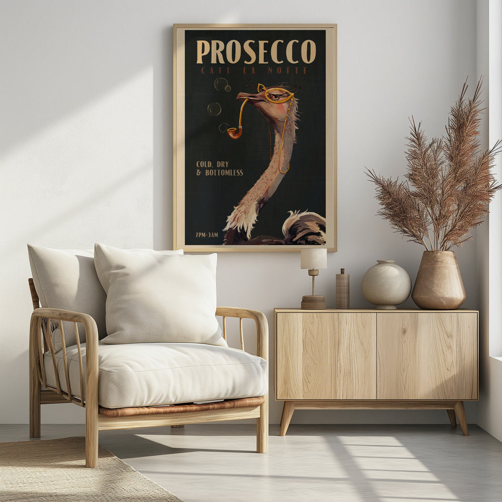 Art Deco Prosecco Wall Art Of An Ostrich | Poster