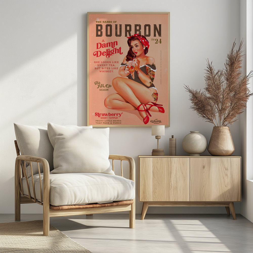 Bourbon Babes Vol 22 Vintage Pinup Girl Drinking A Cocktail | Poster