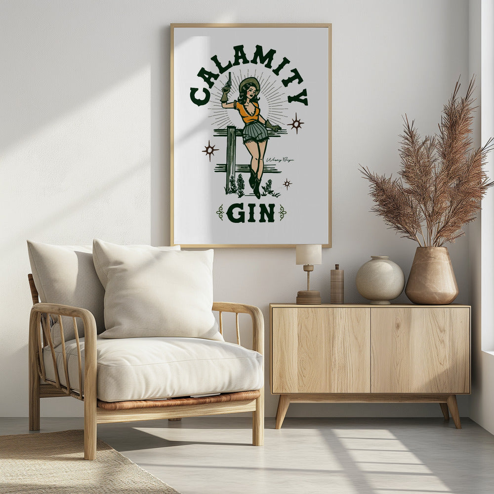 Calamity Gin Funny Retro Western Cowgirl Art | Poster