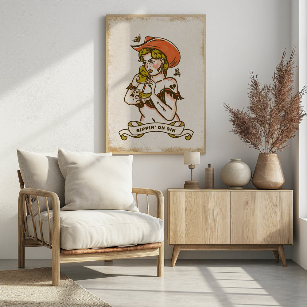 Sippin On Sin Cute &amp; Sassy Cowgirl Art | Poster