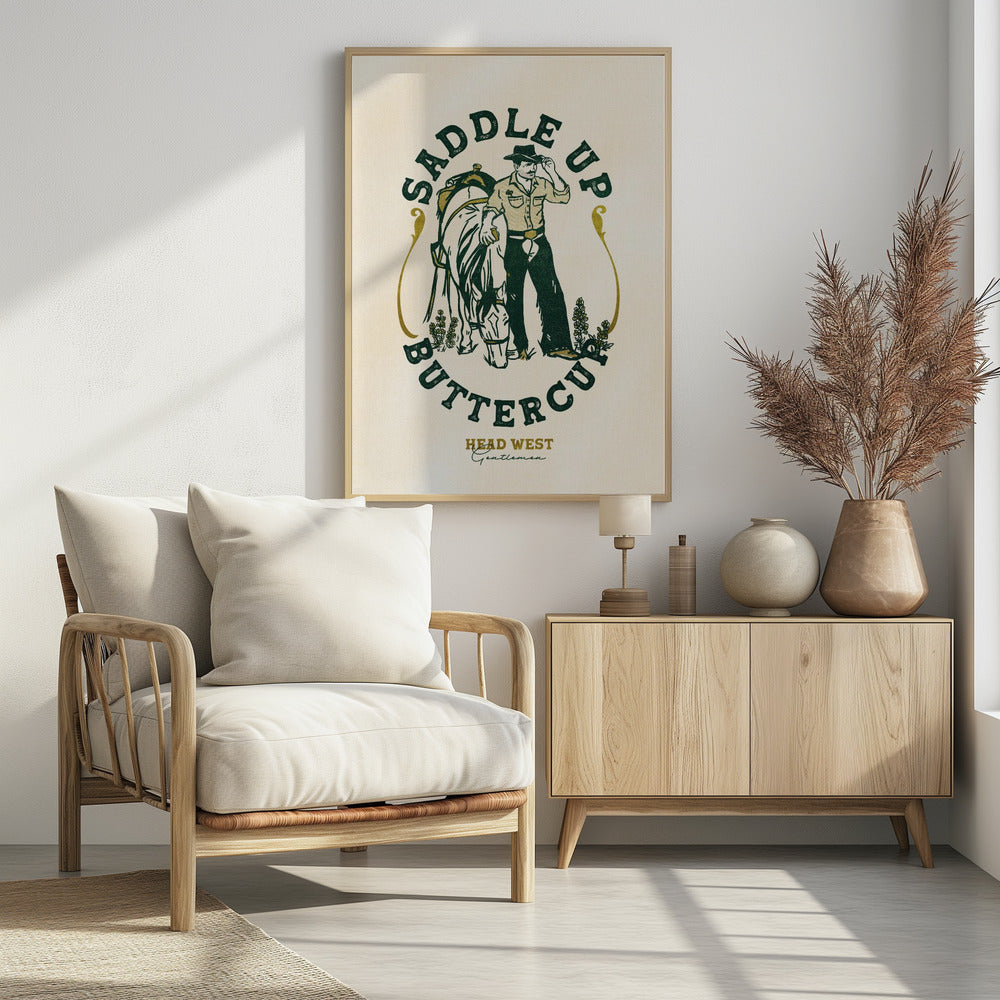 Saddle Up Buttercup Cowboy &amp; Horse Art Print | Poster