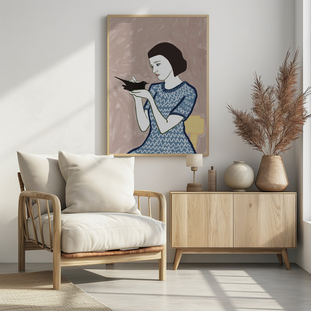 Bird lady sitting | Poster