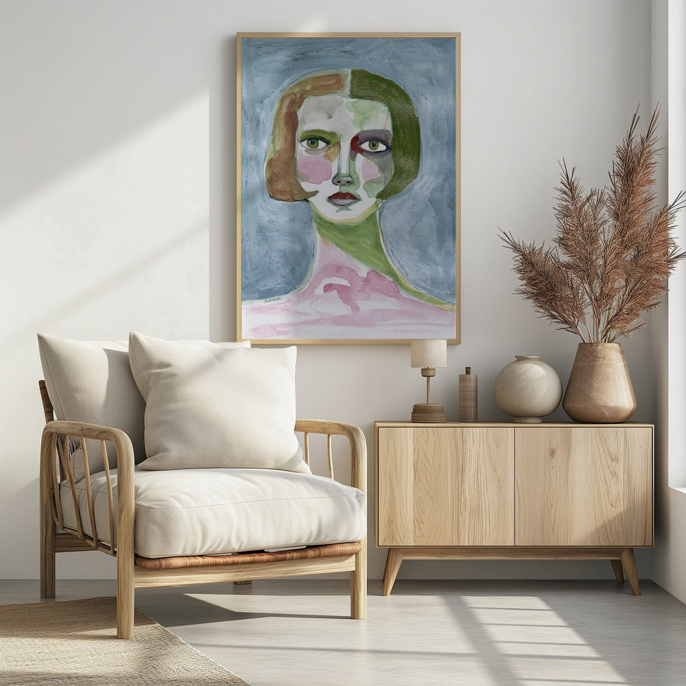 Lady with Bob haircut Grey Background | Poster