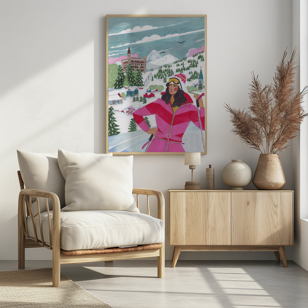 Winter Scene Woman Skiing | Poster