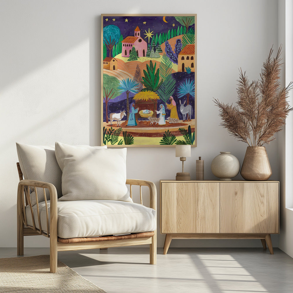 Nativity Scene starry night | Poster