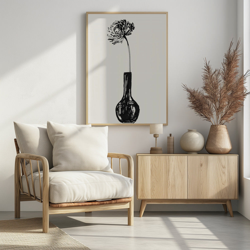 Flower in a vase ink sketch | Poster