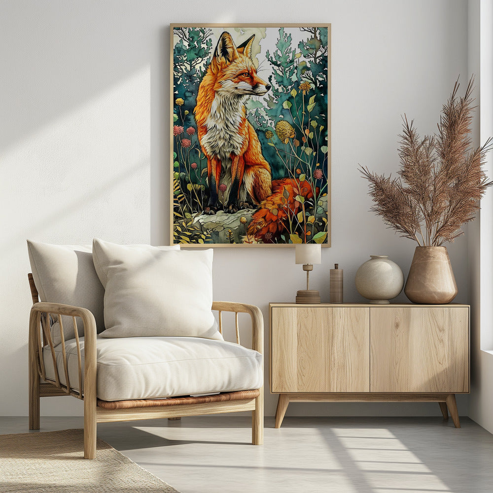 Animal watercolor art Fox 13 | Poster