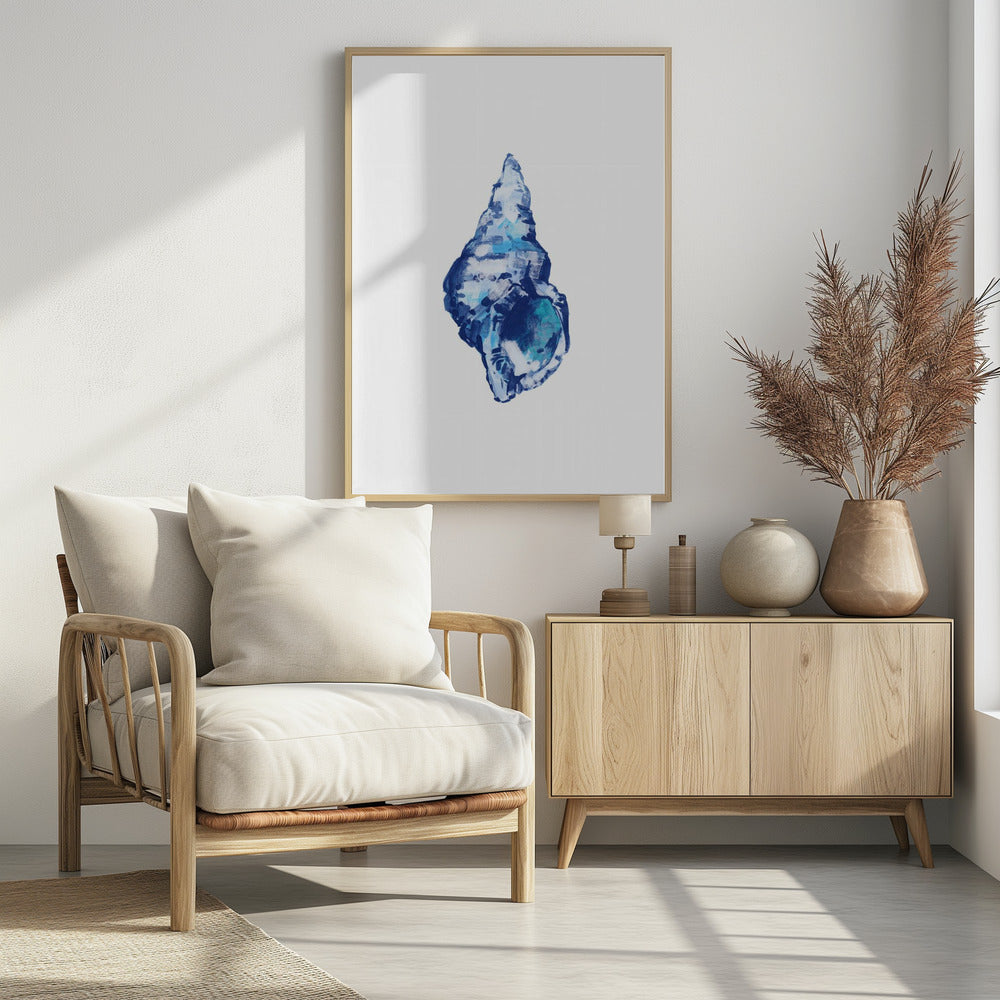 Blue Seashell On White Background No 2 | Poster