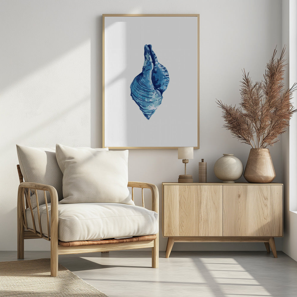 Blue Seashell On White Background No3 | Poster