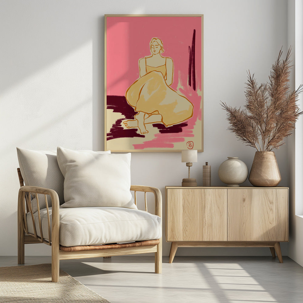 Seated Figure In A Flowing Dress | Poster