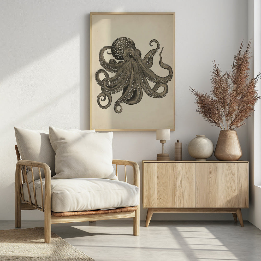 Octopus vintage handpainted | Poster