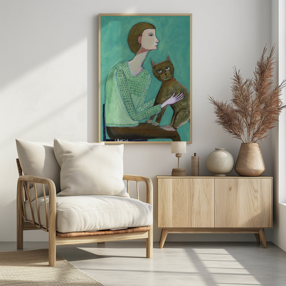 Woman with cat | Poster