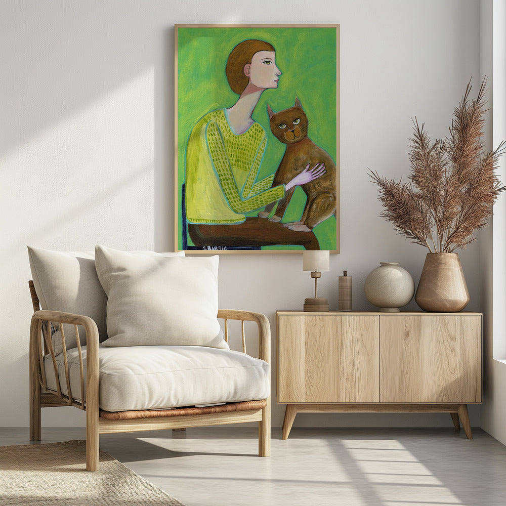 Woman with cat | Poster
