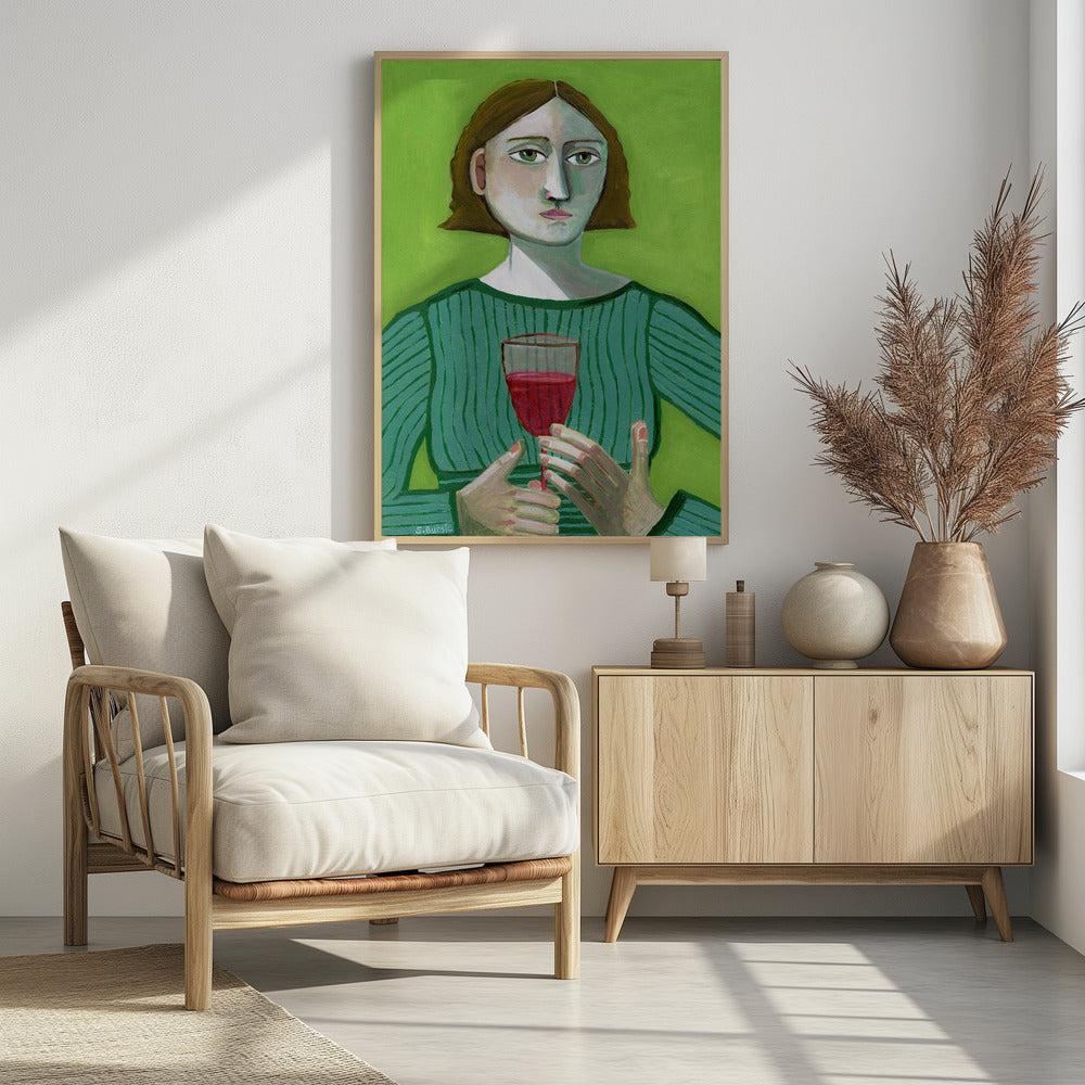 Lady with Red Wine | Poster