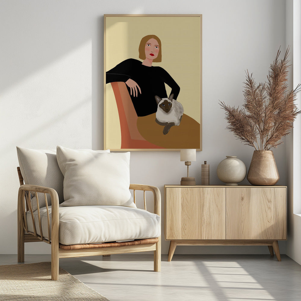 Lady with cat | Poster