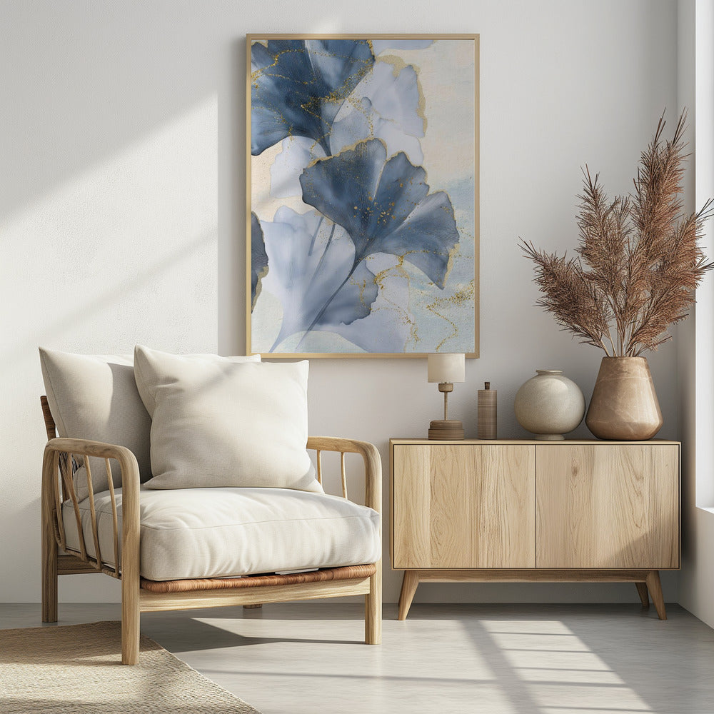 Blue Ginkgo Leaves 2 | Poster