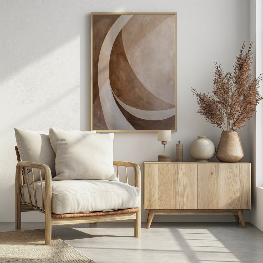 Abstract Art Beige Brown Geo Abstract | Poster