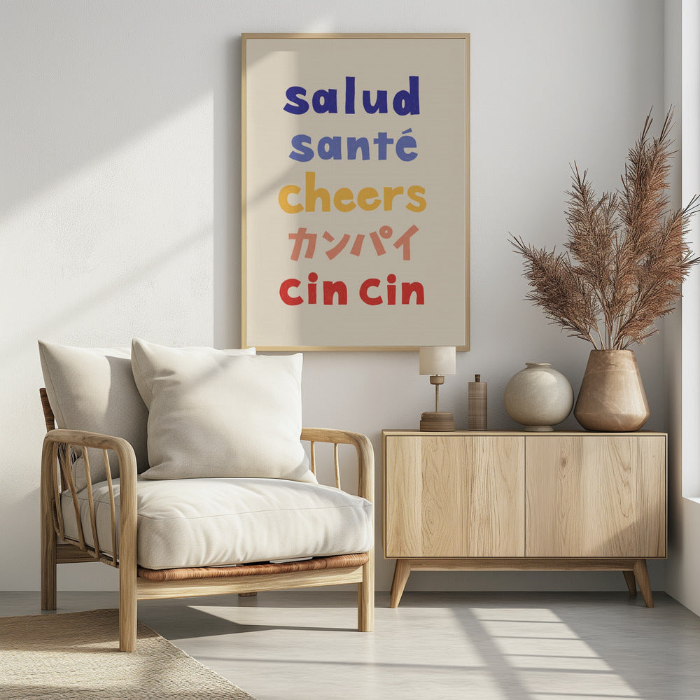 Cheers Typography - Salud Santé Cheers Kanpai Cin cin | Poster