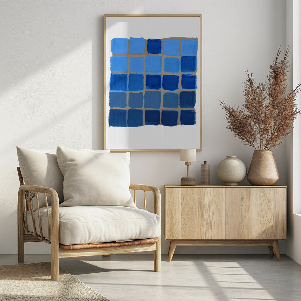 Blue Checkered Square Print | Poster