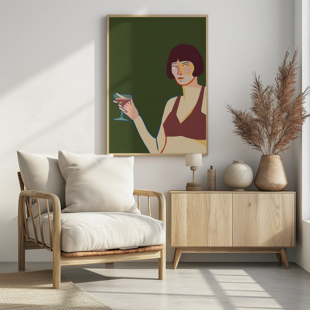 Lady with cocktail martini | Poster