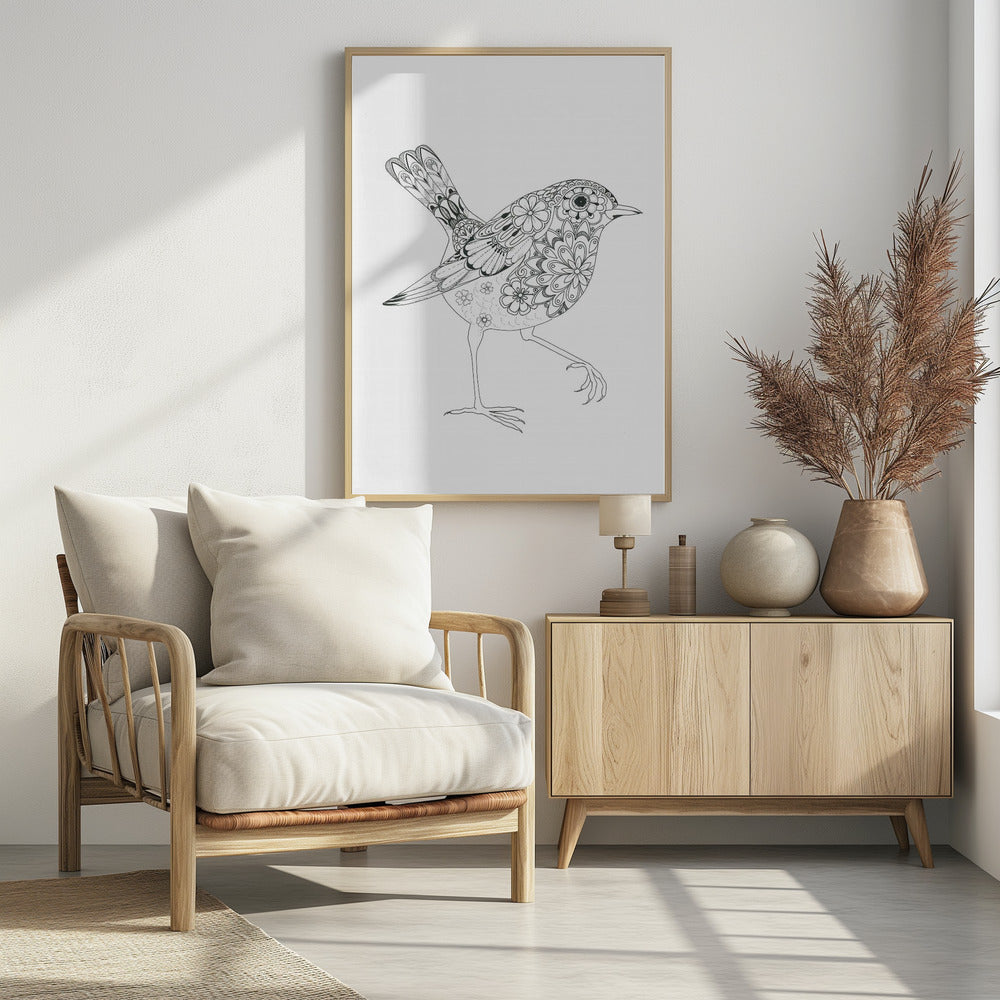 Flowered Bird Robin | Poster
