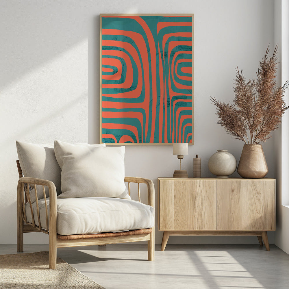 Turquoise &amp; Coral Abstraction 2 | Poster