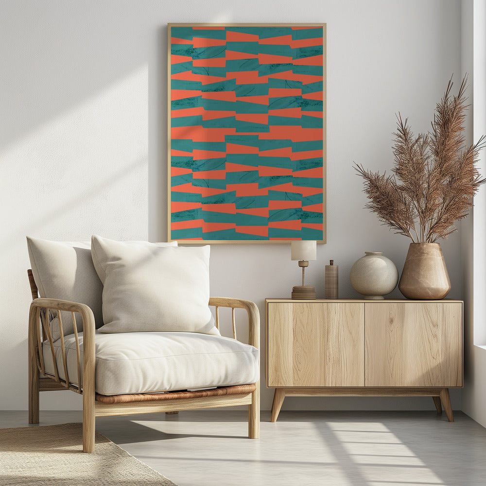 Turquoise &amp; Coral Abstraction 9 | Poster