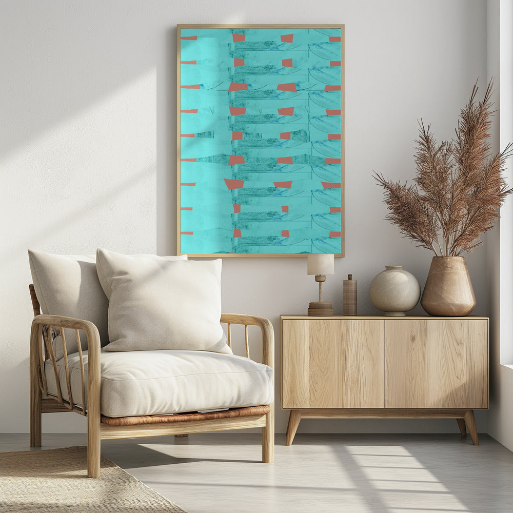 Turquoise &amp; Coral Abstraction 8 | Poster