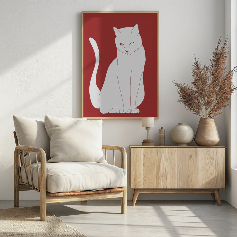 White and red cat | Poster